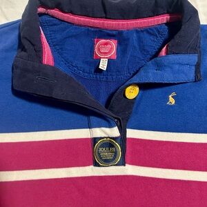 Joules Striped Polo Shirt in Blue and Pink